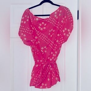 Debbie Katz South Beach tunic cover up summer top lightweight pink size small